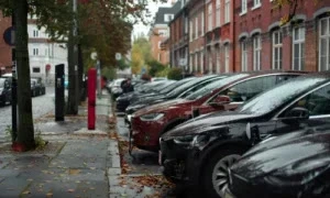 Row of cars parked on-street
